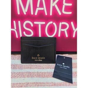 Kate Spade Small Slim Card Holder Black Saffiano Leather WLR00129